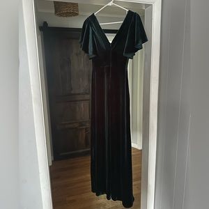 Velvet Green Bridesmaid Dress